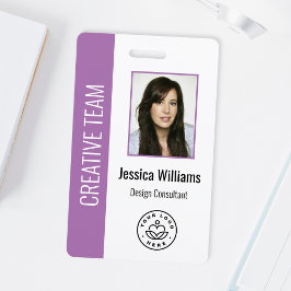 社員カスタムの写真、バーコード、ロゴ、名前（紫） バッジ