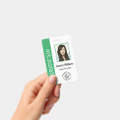 社員カスタムの写真、バーコード、ロゴ、名前（緑） バッジ (手持ち)