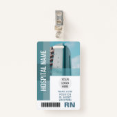 社員カスタムの写真、バーコード、ロゴ、名前ID バッジ (正面クリップ)