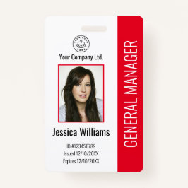 社員カスタムの写真、バーコード、ロゴ、名前Red Ba バッジ