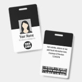 社員カスタムの写真、バーコード、ロゴ、黒名 バッジ (正面＆裏面)