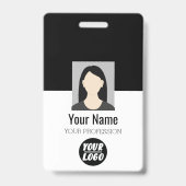 社員カスタムの写真、バーコード、ロゴ、黒名 バッジ (正面)