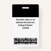 社員カスタムの写真、バーコード、ロゴ、黒名 バッジ (裏面)