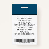 社員カスタムの写真、バーコード、ロゴ、ID名 バッジ (裏面)