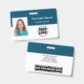 社員カスタムの写真 |ロゴ、バーコード名バッジ バッジ (正面＆裏面)