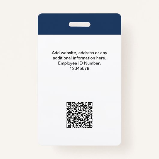 社員カスタムの写真、ロゴ、名前、Qrコード バッジ (裏面)