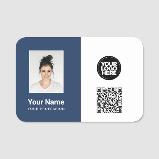 社員カスタムの写真、ロゴ、職業、Qrコード 名札 (正面)