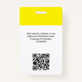 社員カスタムの写真、Qrコード、ロゴ、名前 バッジ (裏面)