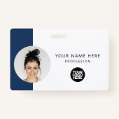 社員カスタムの写真、QRコード、ロゴ、名前 バッジ (正面)