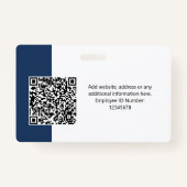 社員カスタムの写真、QRコード、ロゴ、名前 バッジ (裏面)