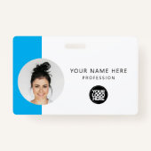 社員カスタムの写真、QRコード、ロゴ、名前 バッジ (正面)