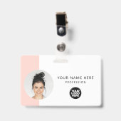 社員カスタムの写真、QRコード、ロゴ、名前 バッジ (正面 （クリップ付）)