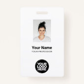 社員カスタムの写真、Qrコード、ロゴ、名前 バッジ (正面)