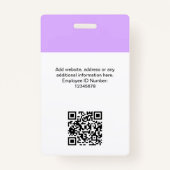 社員カスタムの写真、Qrコード、ロゴ、名前 バッジ (裏面)