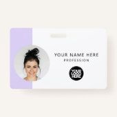 社員カスタムの写真、QRコード、ロゴ、名前 バッジ (正面)