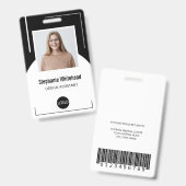 社員カスタムの写真IDロゴ黒 バッジ (正面&裏面)