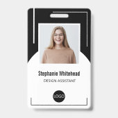 社員カスタムの写真IDロゴ黒 バッジ (正面)