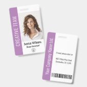 社員カスタムの大きな写真、バーコード、ロゴ、名前 バッジ (正面&裏面)