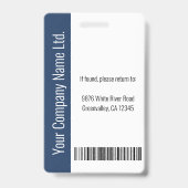 社員カスタムの大きな写真、バーコード、ロゴ、名前 バッジ (裏面)