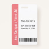 社員カスタムの大きな写真、バーコード、ロゴ、名前 バッジ (裏面)