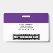 社員カスタムロゴおよび写真とバーコード名 バッジ (裏面)