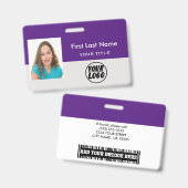 社員カスタムロゴおよび写真とバーコード名 バッジ (正面＆裏面)