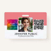 社員カスタム写真はこちらビジネスロゴQRコード バッジ (正面)