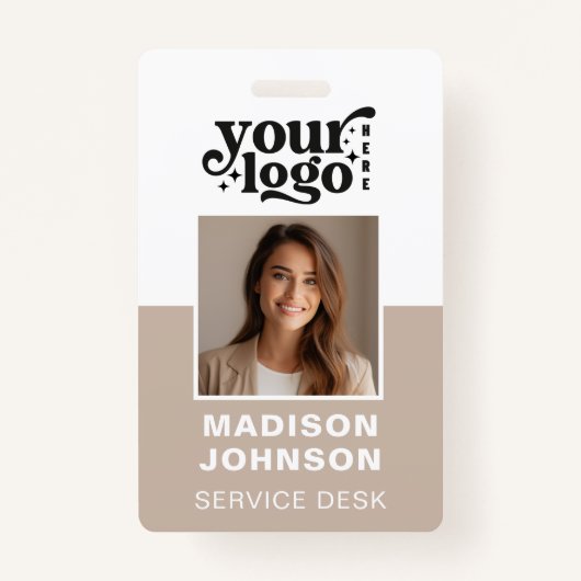 社員カスタム写真会社のロゴモダンQR バッジ (正面)