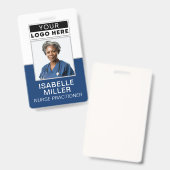 社員カスタム写真会社ロゴIDネイビー バッジ (表裏)