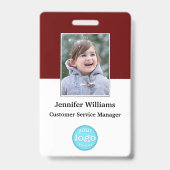 社員カスタム名フォトバーコードロゴID バッジ (正面)