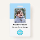社員カスタム名フォトバーコードロゴID バッジ (正面)
