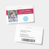 社員カスタム名フォトロゴバーコードID バッジ (正面＆裏面)