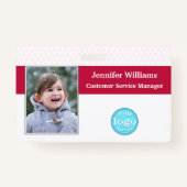 社員カスタム名フォトロゴバーコードID バッジ (正面)