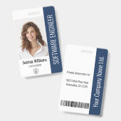 社員カスタム名ロゴバーコード写真ID バッジ (正面&裏面)