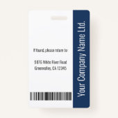 社員カスタム名ロゴバーコード写真ID バッジ (裏面)