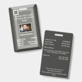 社員カスタム証 |フォトロゴのシルバーグレー バッジ (表裏)