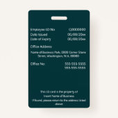 社員カスタム証 |フォトロゴの青いティール（緑がかった色） バッジ (裏面)