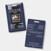 社員カスタム証 |写真のロゴが青い海軍 バッジ (表裏)