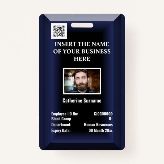 社員カスタム証 |写真のロゴが青い海軍 バッジ (正面)