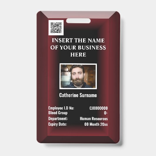 社員カスタム証 |写真のロゴは赤 バッジ (表面)