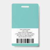 社員カスタム、写真、バーコード、ロゴ、名前バッジ バッジ (裏面)