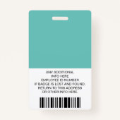 社員カスタム、写真、バーコード、ロゴ、名前バッジ バッジ (裏面)