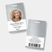 社員カスタム、写真、バーコード、ロゴ、名前バッジ バッジ (正面＆裏面)