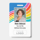 社員カラフルロゴ写真IDレインボーカラー バッジ (Front)