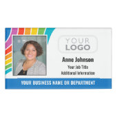 社員カラフルロゴ写真IDレインボーカラー 名札 (正面)