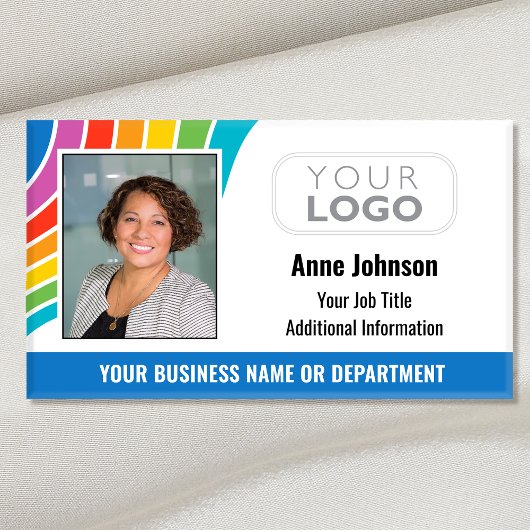 社員カラフルロゴ写真IDレインボーカラー 名札