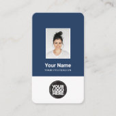 社員クラシックの写真、バーコード、ロゴ、名前 名刺 (正面)