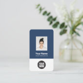 社員クラシックの写真、バーコード、ロゴ、名前 名刺 (スタンド正面)