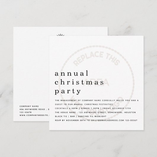 社員クリスマスパーティ　ミニマリストロゴ　企業 招待状 (正面/裏面)