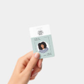 社員シンプルの写真ID | QRバーコードグリーン バッジ (Handheld)